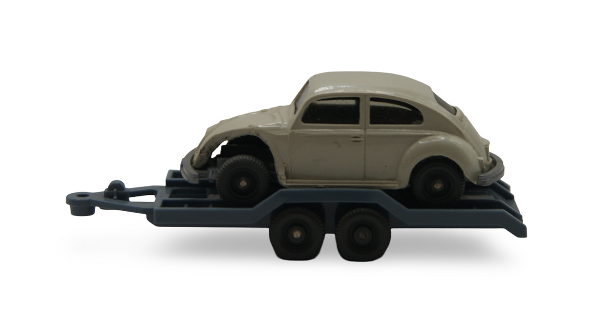 Wiking VW Käfer auf PKW-Transportanhänger 1:87 H0 Eigenbau Werkstatt-Szene