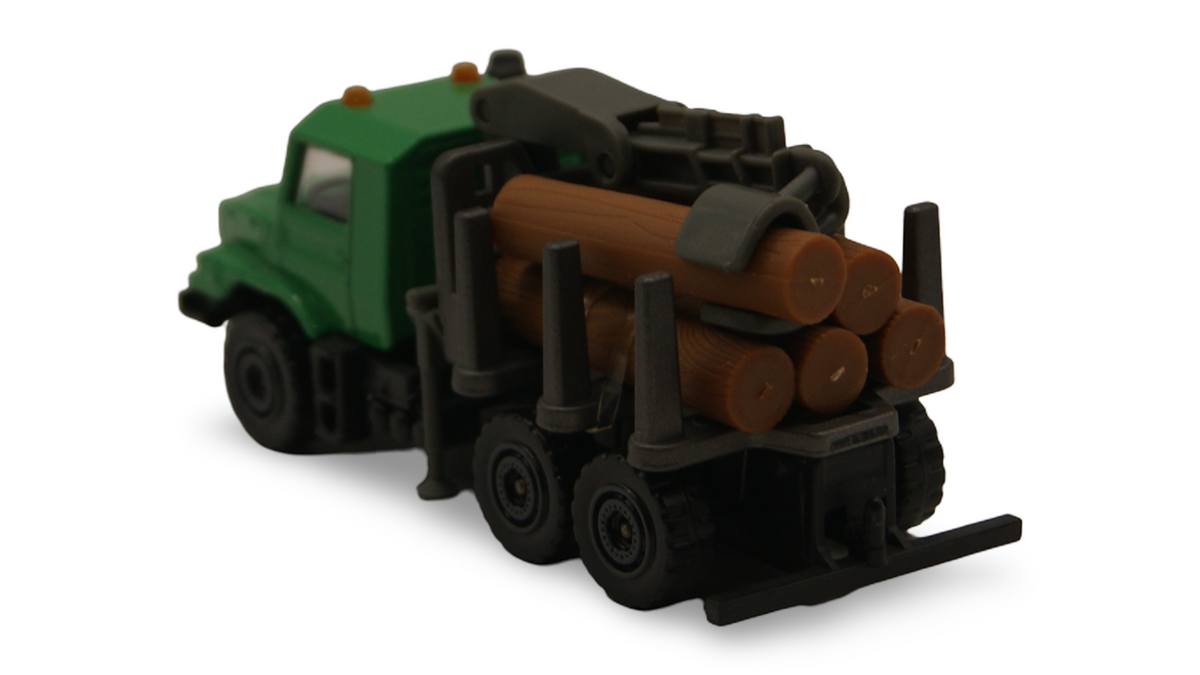 Majorette Mercedes-Benz Zetros Holztransporter mit Ladekran & Holzstämmen
