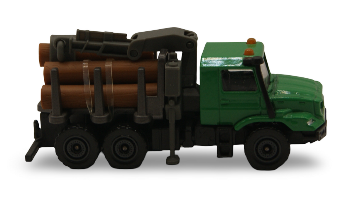 Majorette Mercedes-Benz Zetros Holztransporter mit Ladekran & Holzstämmen