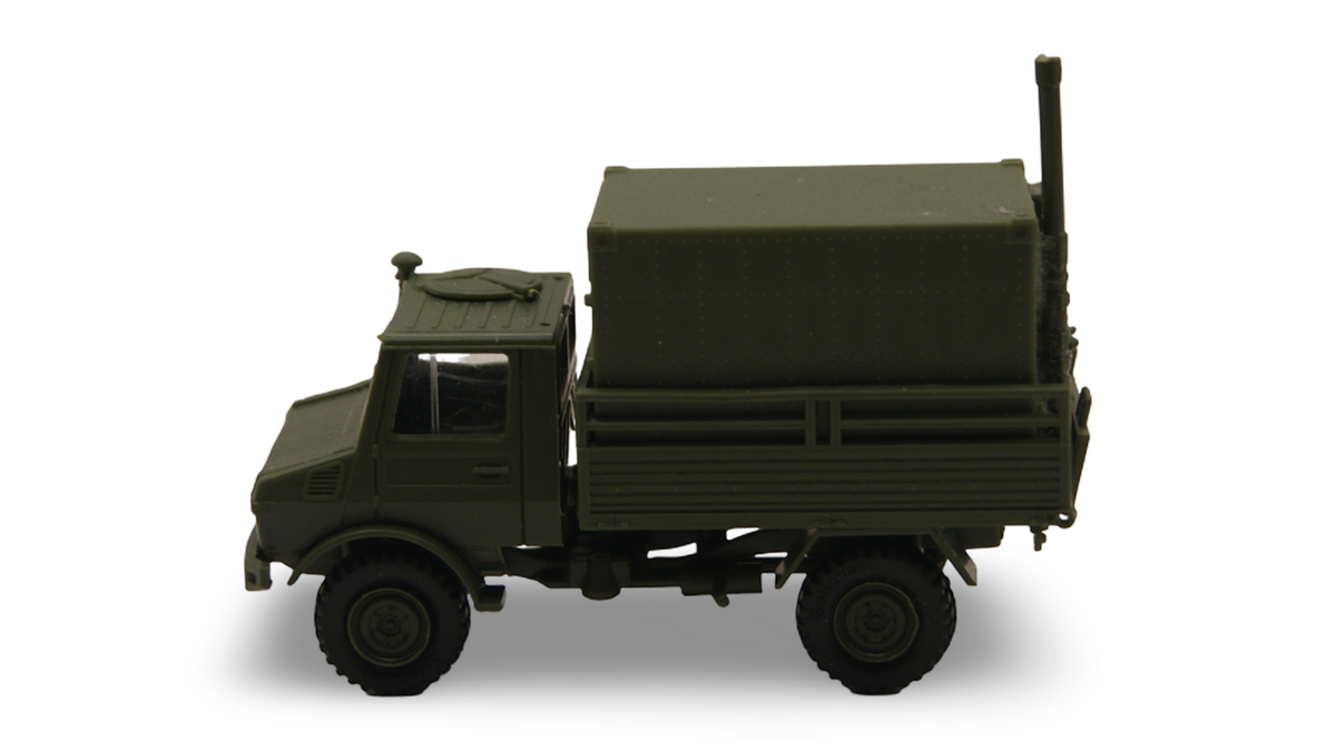 Roco Minitanks 472 Unimog U 1300 L Funkkoffer Shelter Bundeswehr H0 1:87