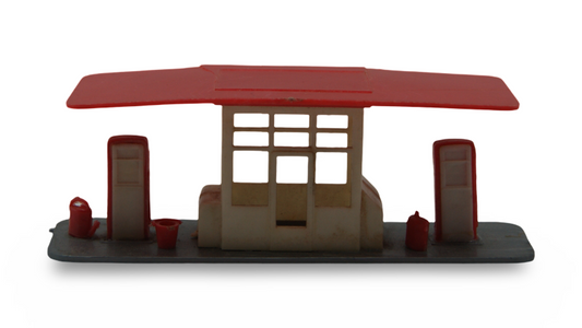 Tankstelle Modellbahn Zubehör rot/weiß Hersteller unbekannt Vintage