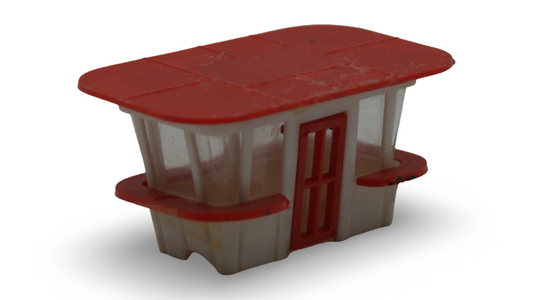Modellbahn Kiosk / Tankstellengebäude rot-weiß Vintage Hersteller unbekannt