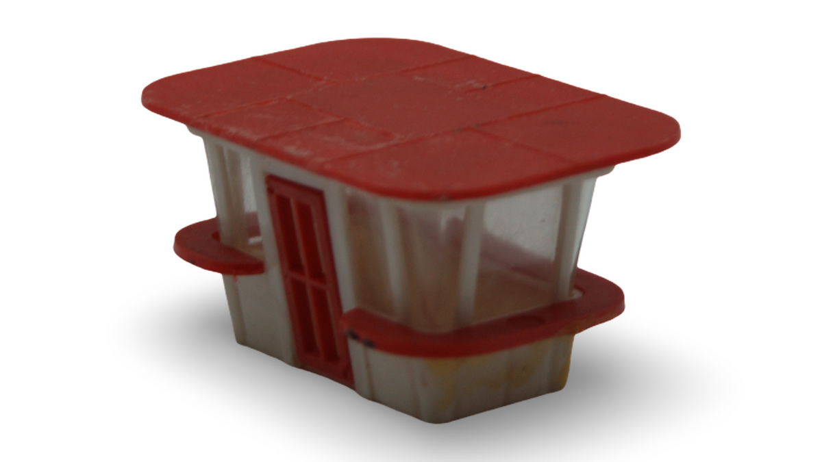 Modellbahn Kiosk / Tankstellengebäude rot-weiß Vintage Hersteller unbekannt