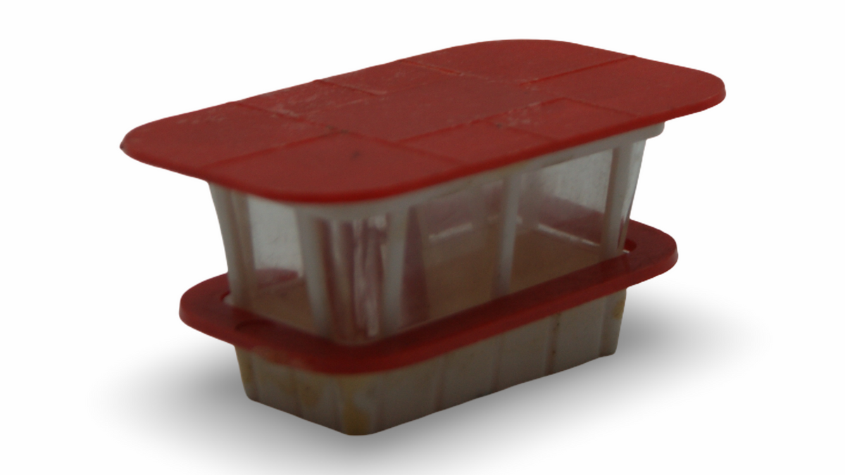 Modellbahn Kiosk / Tankstellengebäude rot-weiß Vintage Hersteller unbekannt