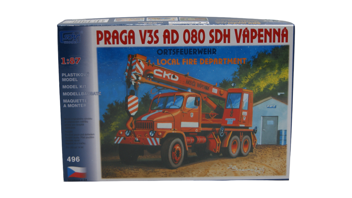SDV Model 496 Praga V3S AD 080 SDH Vápenná Feuerwehrkran 1:87 H0 Bausatz