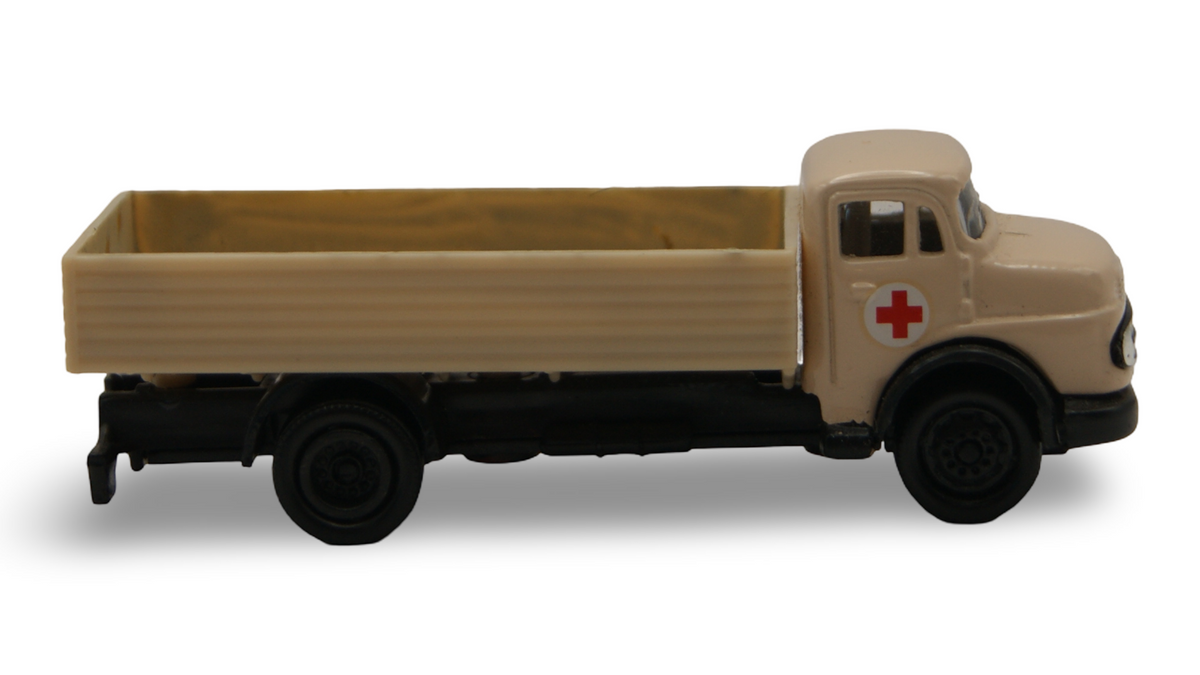 Mercedes Kurzhauber Pritsche Rotes Kreuz 1:87 Modellauto Metallhaube