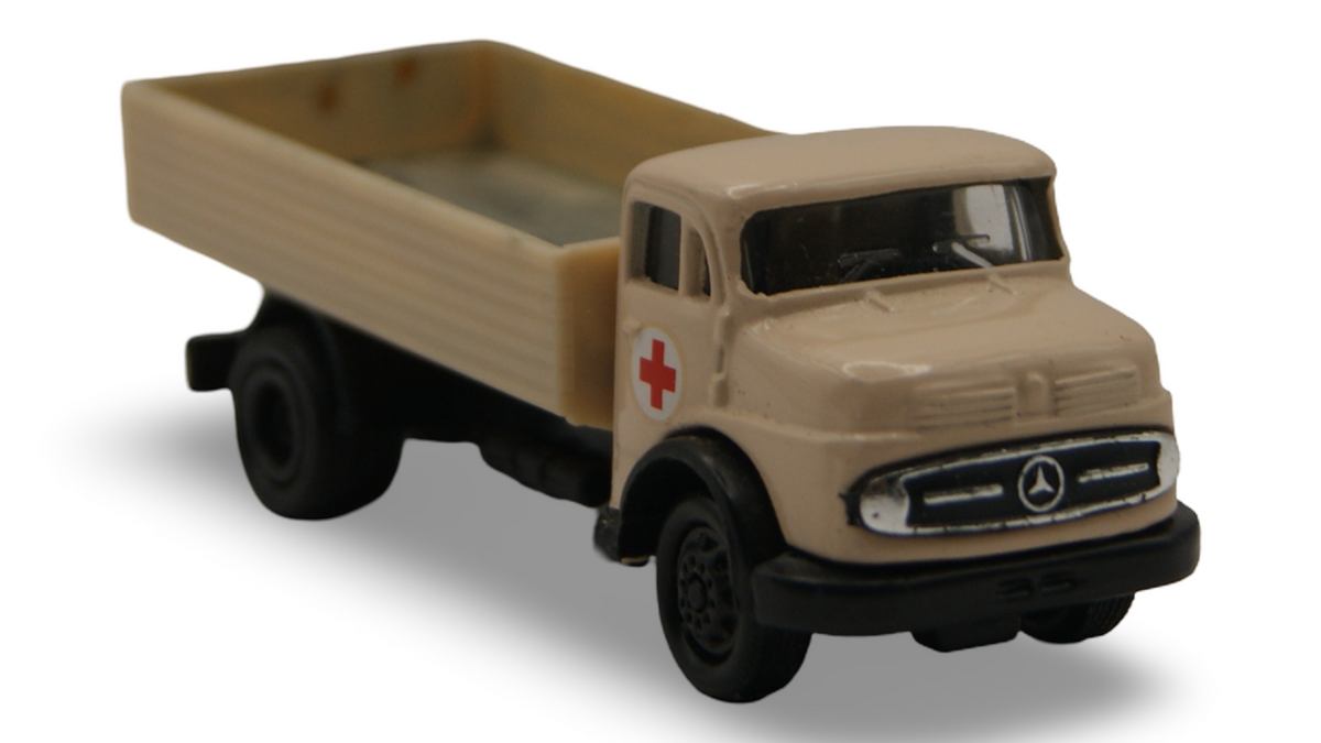 Mercedes Kurzhauber Pritsche Rotes Kreuz 1:87 Modellauto Metallhaube