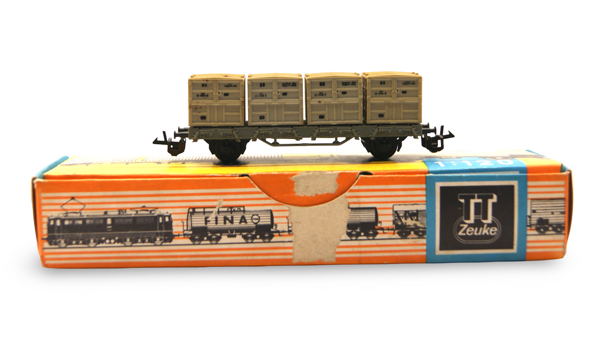 Zeuke TT 1:120 DR Behältertragwagen mit 4 Kleinbehältern – Fremd-OVP