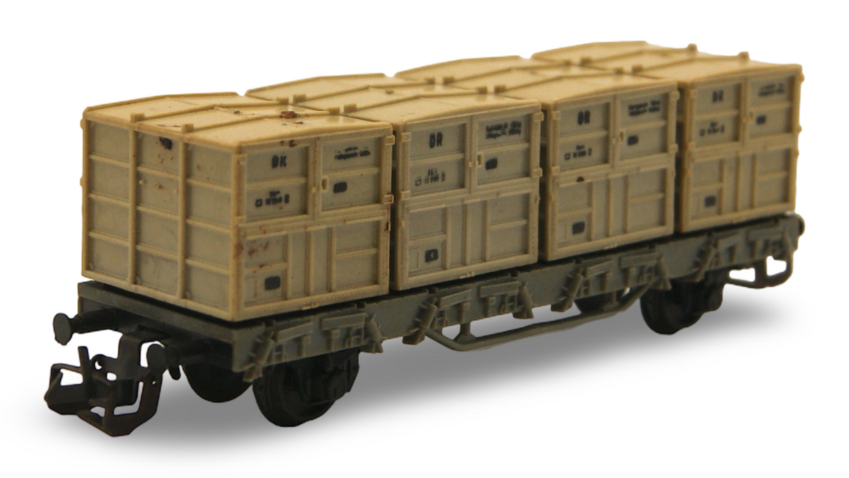 Zeuke TT 1:120 DR Behältertragwagen mit 4 Kleinbehältern – Fremd-OVP