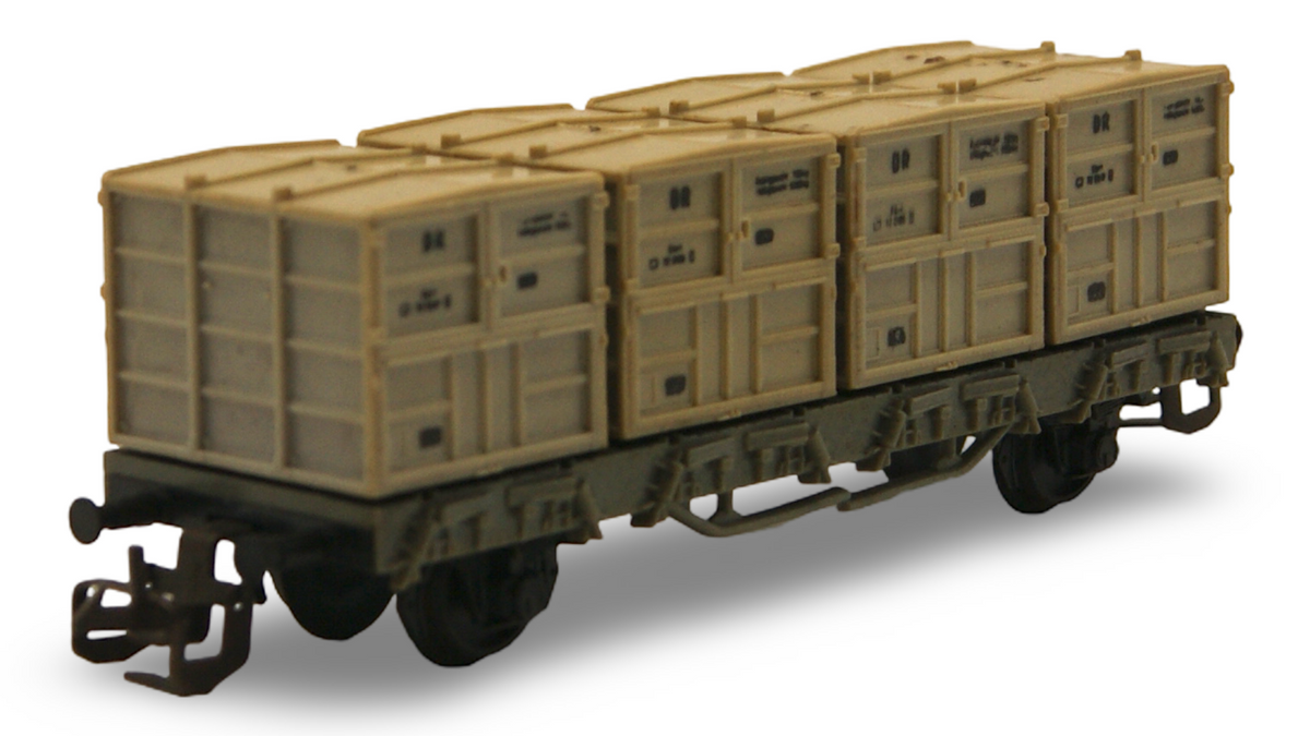 Zeuke TT 1:120 DR Behältertragwagen mit 4 Kleinbehältern – Fremd-OVP