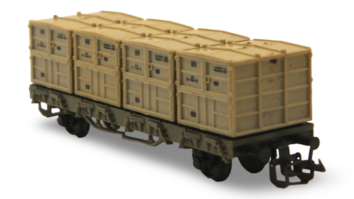 Zeuke TT 1:120 DR Behältertragwagen mit 4 Kleinbehältern – Fremd-OVP