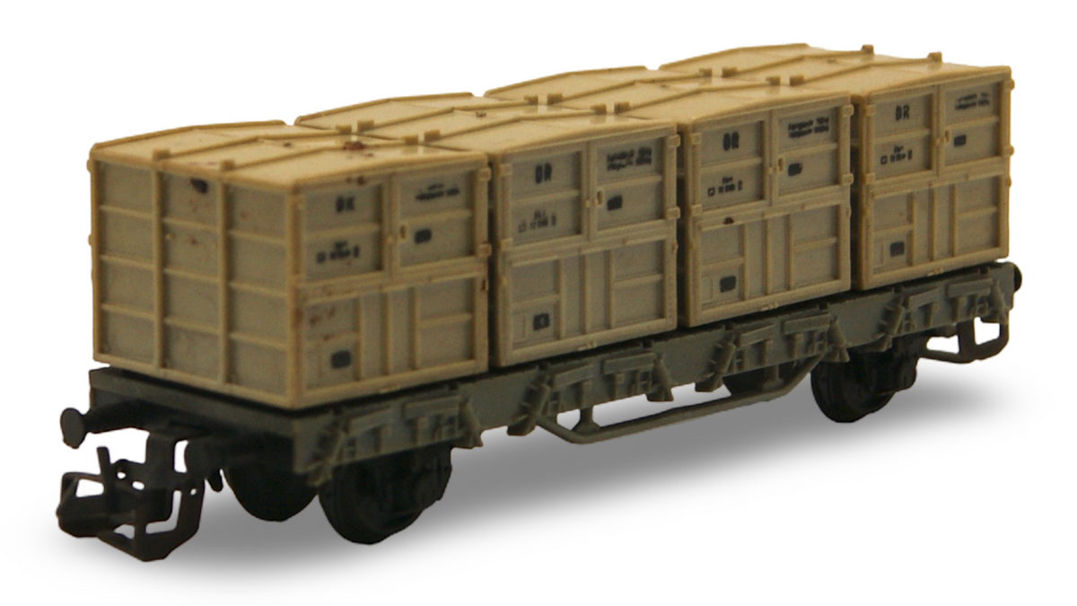Zeuke TT 1:120 DR Behältertragwagen mit 4 Kleinbehältern – Fremd-OVP