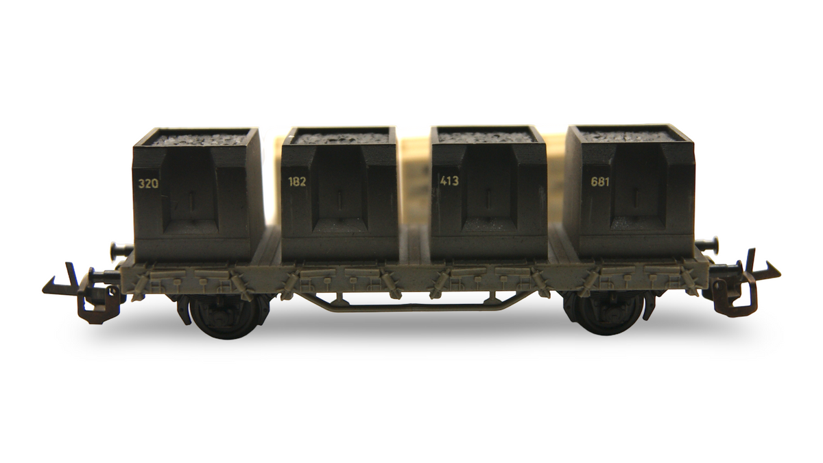 Zeuke TT 1:120 DR Behältertragwagen mit 4 Kleinbehältern – Fremd-OVP