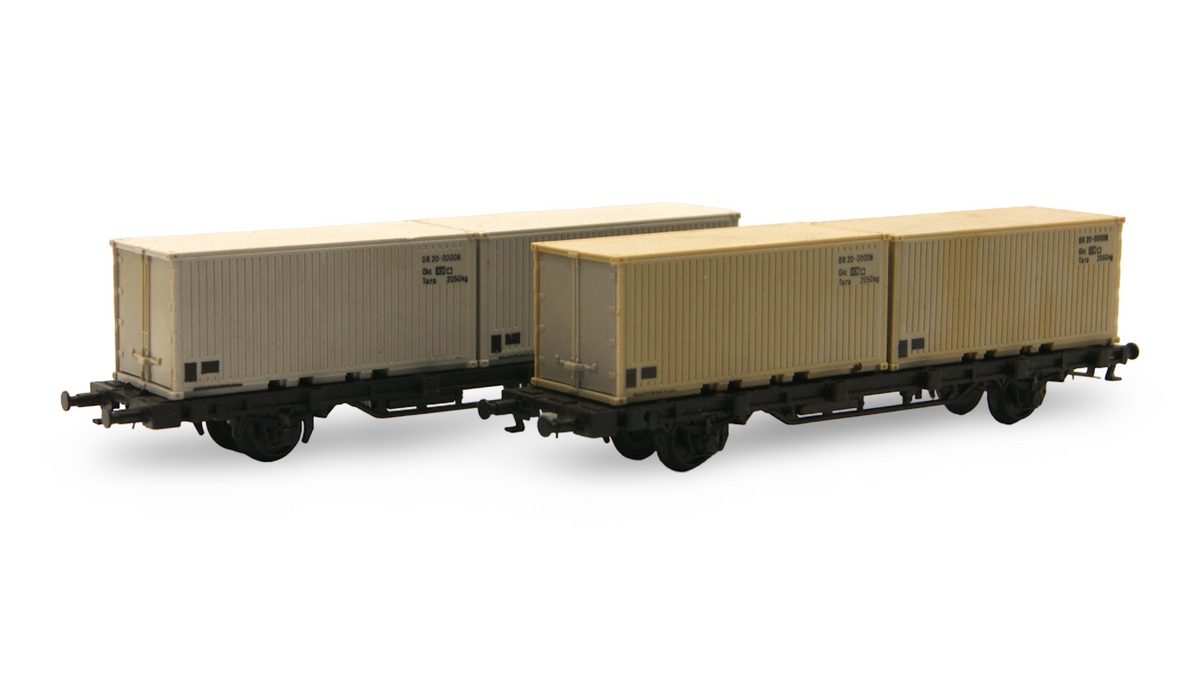 Zeuke/BTTB TT 1:120 – 2 DR Containertragwagen mit 4 Containern, defekt