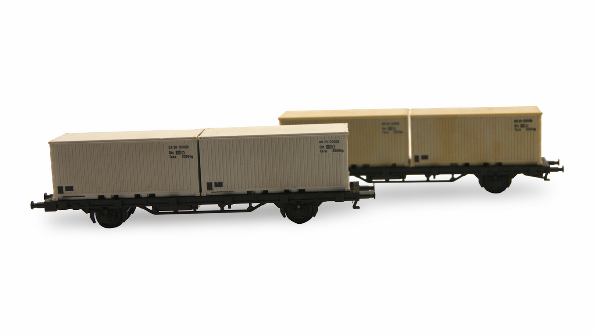 Zeuke/BTTB TT 1:120 – 2 DR Containertragwagen mit 4 Containern, defekt