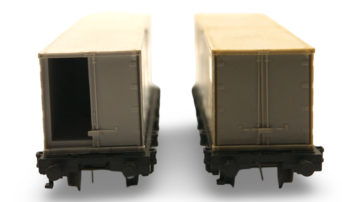 Zeuke/BTTB TT 1:120 – 2 DR Containertragwagen mit 4 Containern, defekt