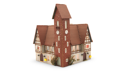 DDR Rathaus mit Uhrturm Fachwerk TT 1:120 Vintage Modellgebäude