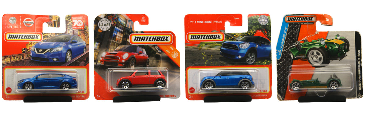 Matchbox 4er Set Nissan Sentra Mini Cooper Countryman Caterham 1:64 OVP
