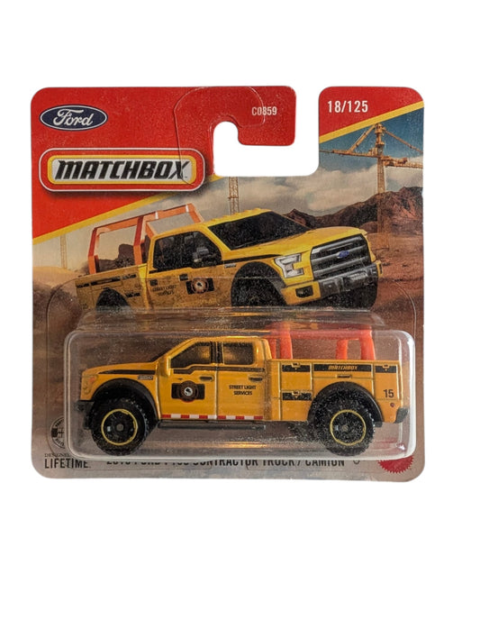 2015 Ford F150 Contractor Truck / Camion 1:64 – Matchbox Diecast Modellauto (Neu & OVP)