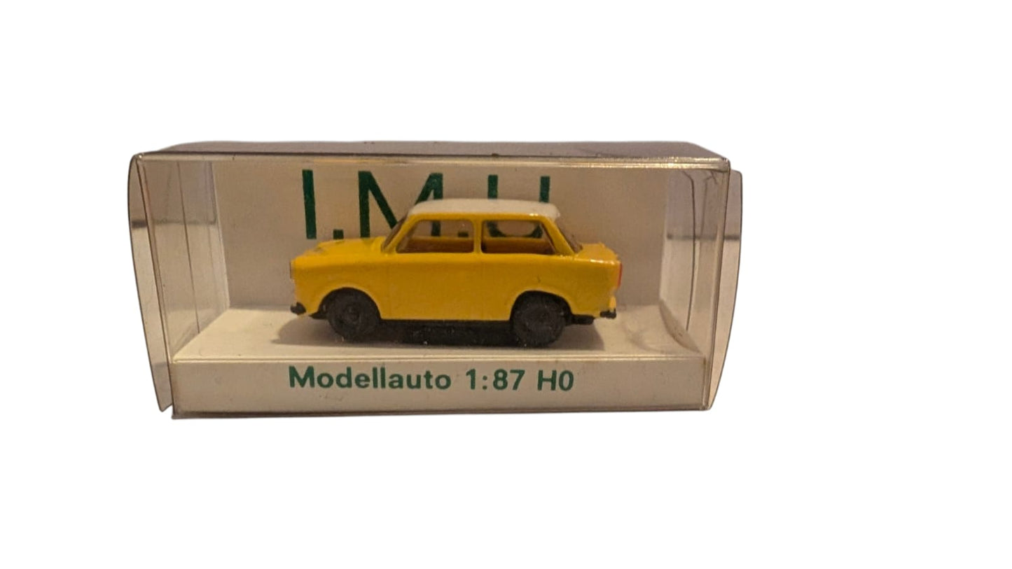 IMU Trabant 601 Gelb 1:87 H0 Modellauto Berlin DDR Sammlermodell OVP