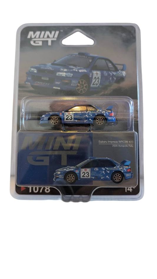MINI GT Subaru Impreza WRC99 #23 Acropolis Rally 2000 1:64 Modellauto OVP