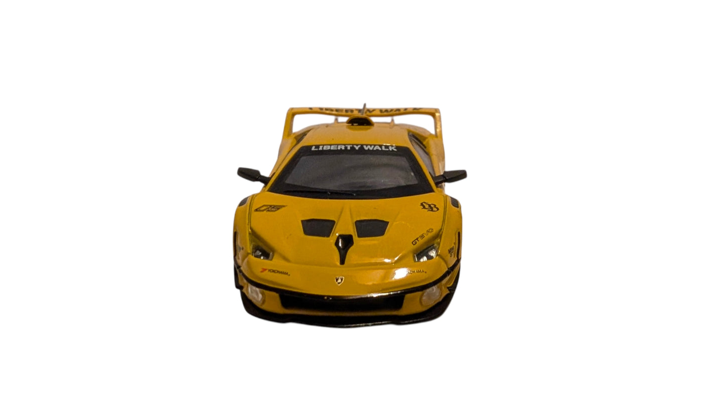 MINI GT Lamborghini LB-Silhouette WORKS Murciélago GT EVO Yellow 1:64 – Liberty Walk Sammlermodell