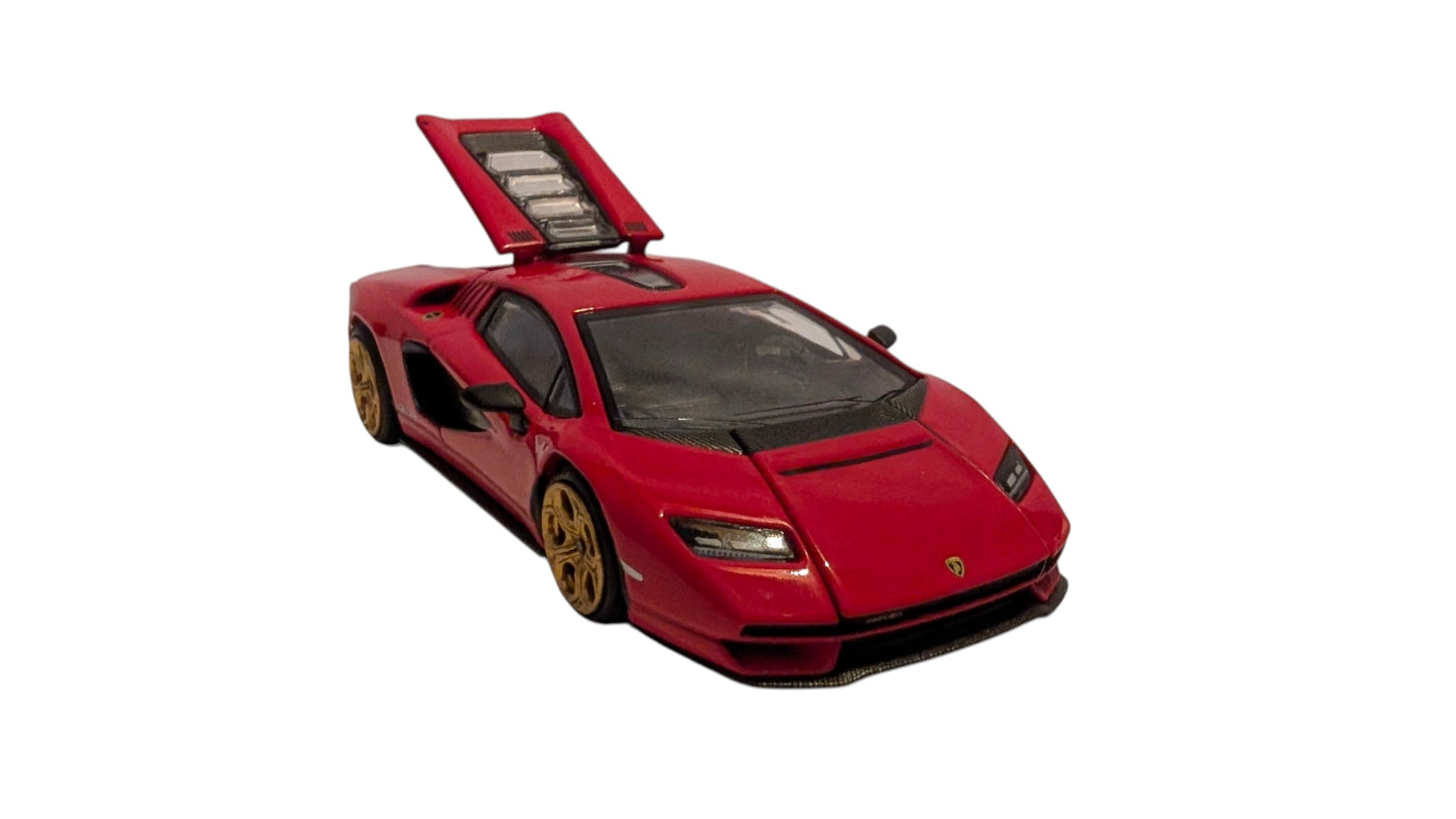 Pop Race Lamborghini Countach LPI 800-4 Rot 1:64 – Sammlermodell mit zu öffnender Motorhaube