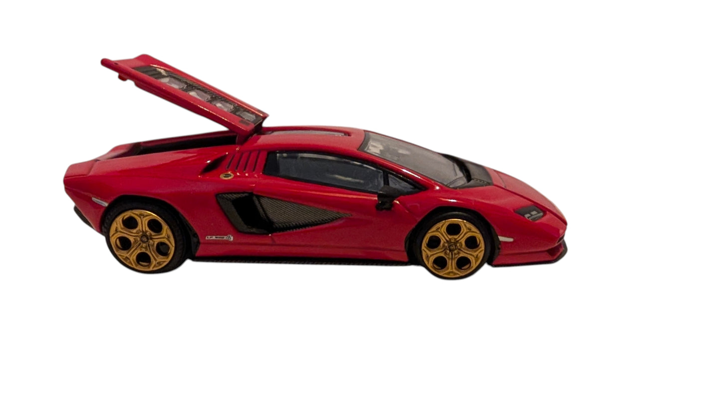 Pop Race Lamborghini Countach LPI 800-4 Rot 1:64 – Sammlermodell mit zu öffnender Motorhaube