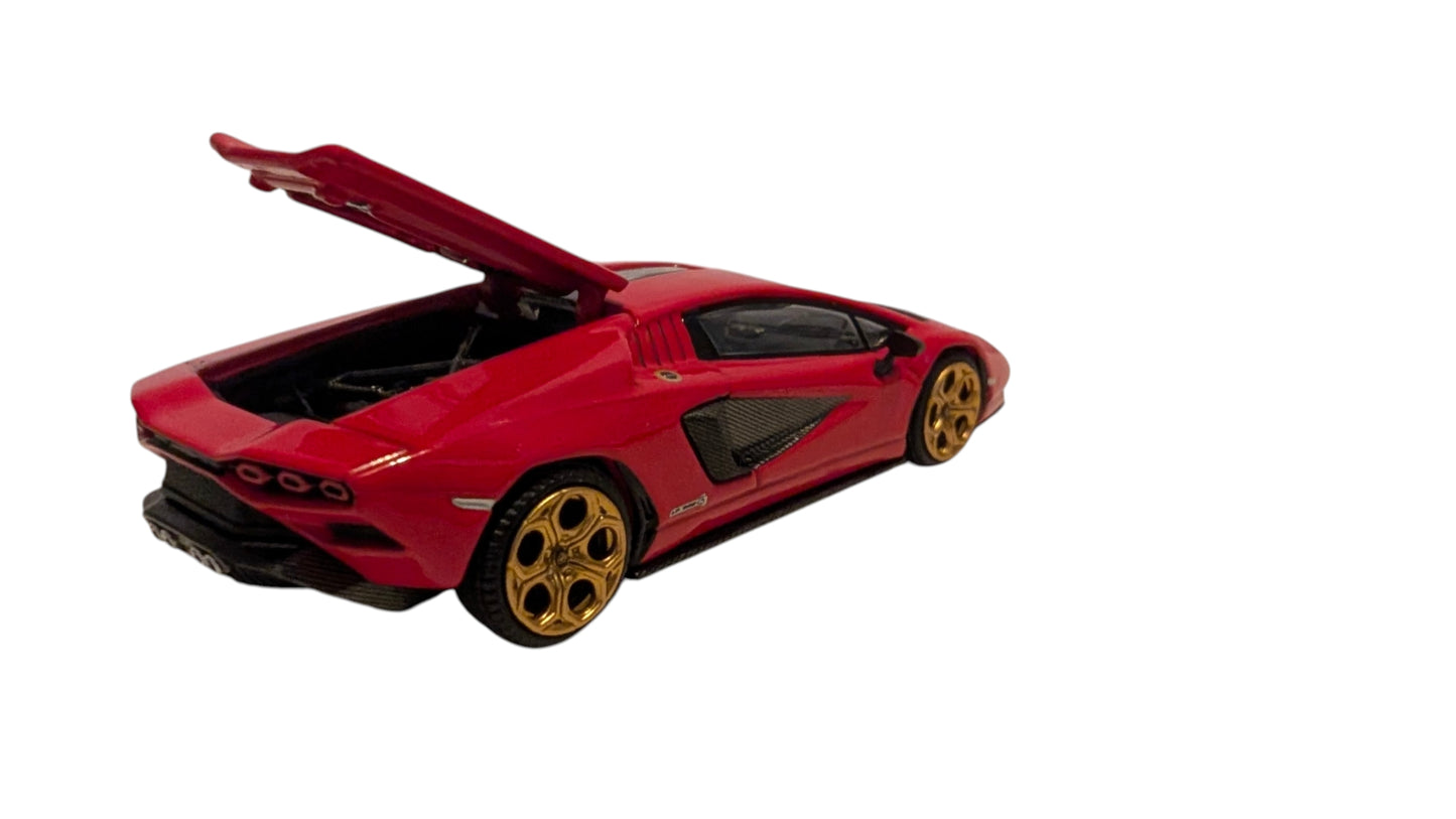Pop Race Lamborghini Countach LPI 800-4 Rot 1:64 – Sammlermodell mit zu öffnender Motorhaube