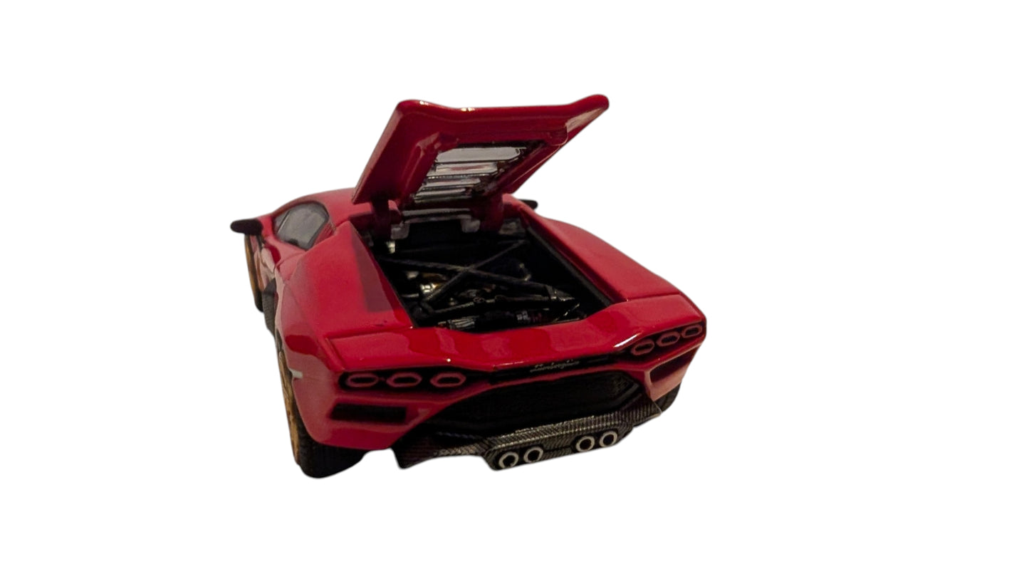 Pop Race Lamborghini Countach LPI 800-4 Rot 1:64 – Sammlermodell mit zu öffnender Motorhaube
