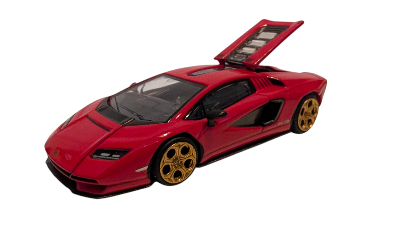 Pop Race Lamborghini Countach LPI 800-4 Rot 1:64 – Sammlermodell mit zu öffnender Motorhaube