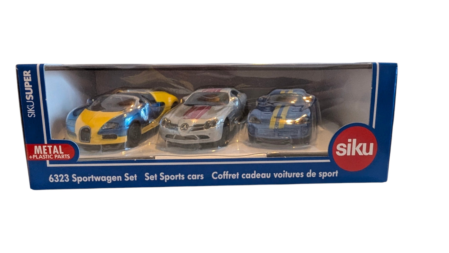SIKU Super 6323 Sportwagen-Set – Bugatti Veyron, Mercedes SLR McLaren & Dodge Viper