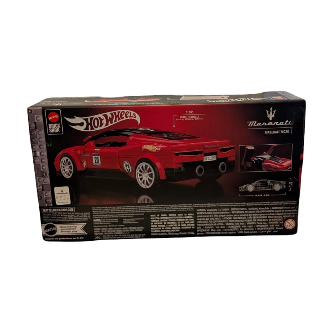 Mattel Brick Shop Hot Wheels Maserati MC20 1:32 – 250 Teile mit exklusivem Die-Cast-Modell – OVP