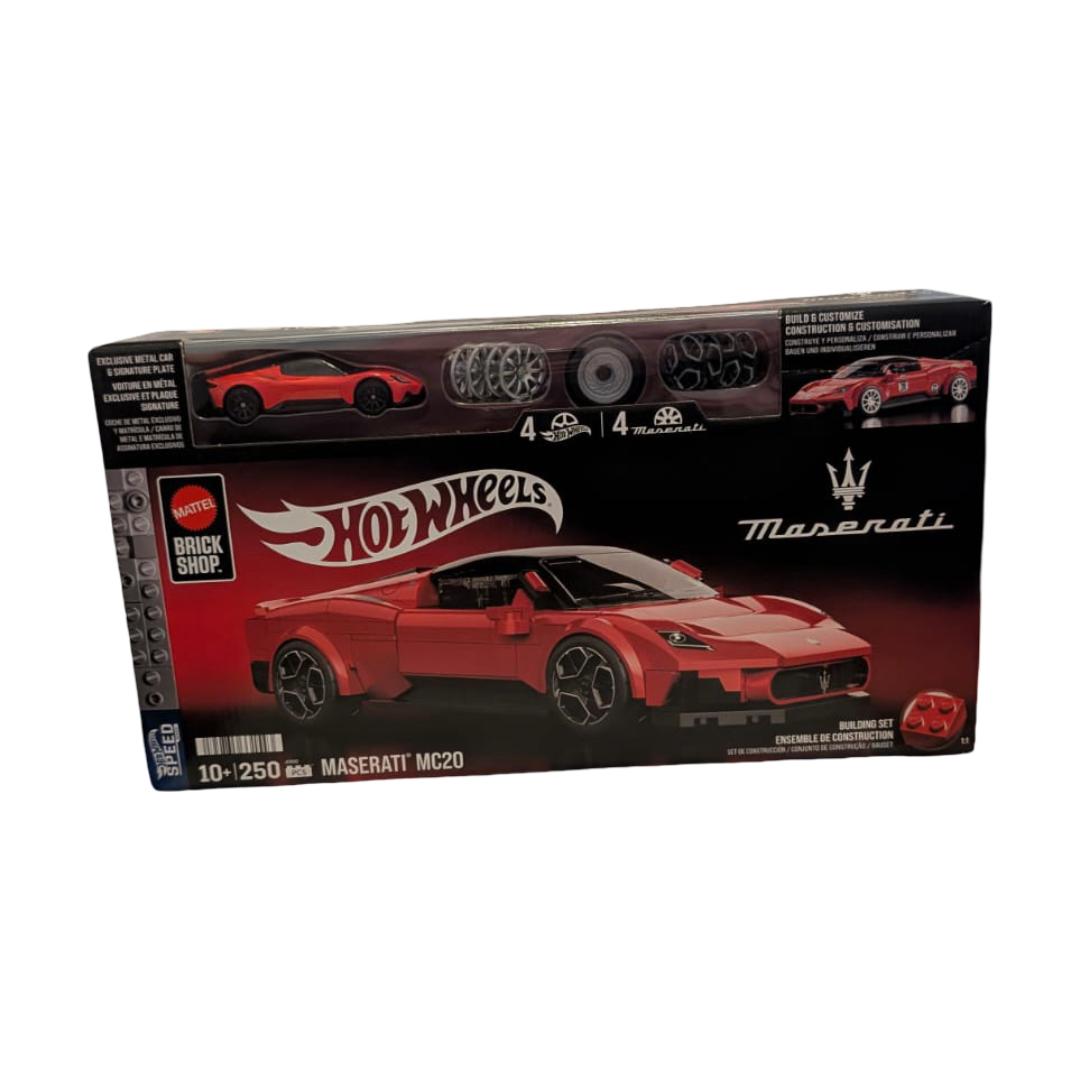 Mattel Brick Shop Hot Wheels Maserati MC20 1:32 – 250 Teile mit exklusivem Die-Cast-Modell – OVP