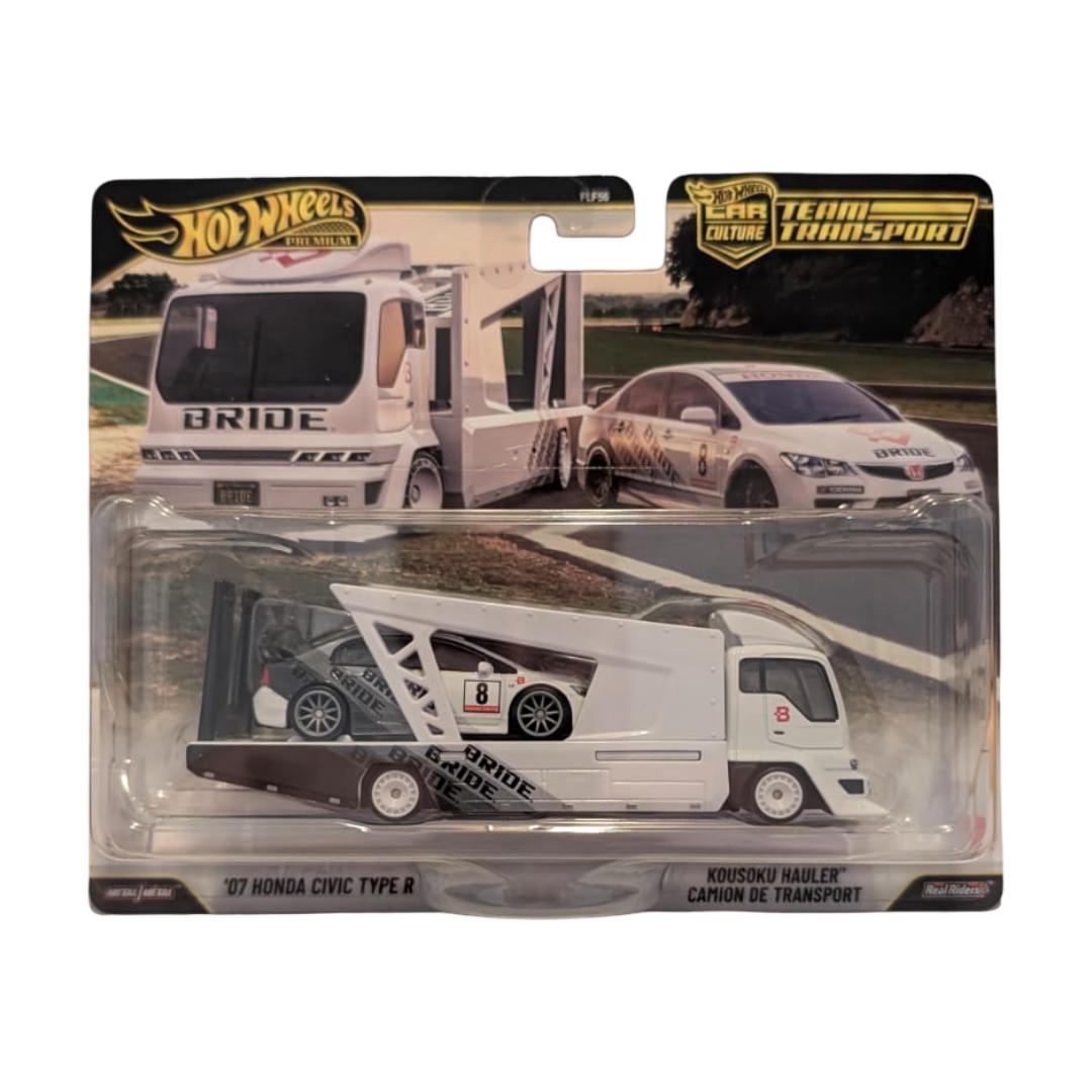 Hot Wheels Premium Team Transport #93 – ’07 Honda Civic Type R BRIDE & Kousoku Hauler – 1:64 – OVP