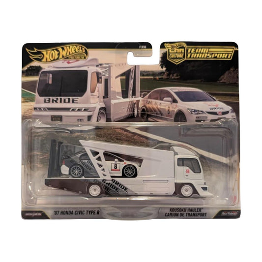 Hot Wheels Premium Team Transport #93 – ’07 Honda Civic Type R BRIDE & Kousoku Hauler – 1:64 – OVP