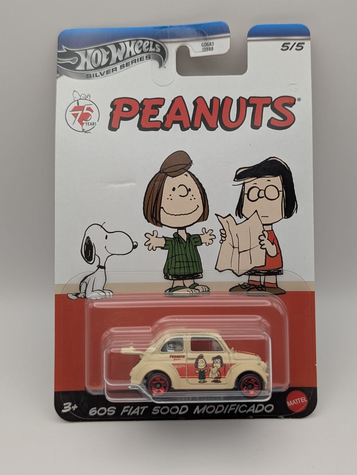 Hot Wheels Peanuts 60s Fiat 500D Modificado Silver Series 5/5 OVP